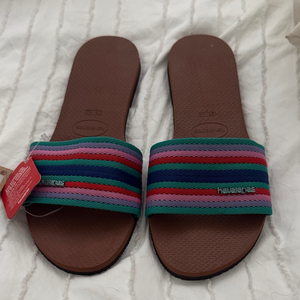 Havaianas Brown Sandals with Striped Straps